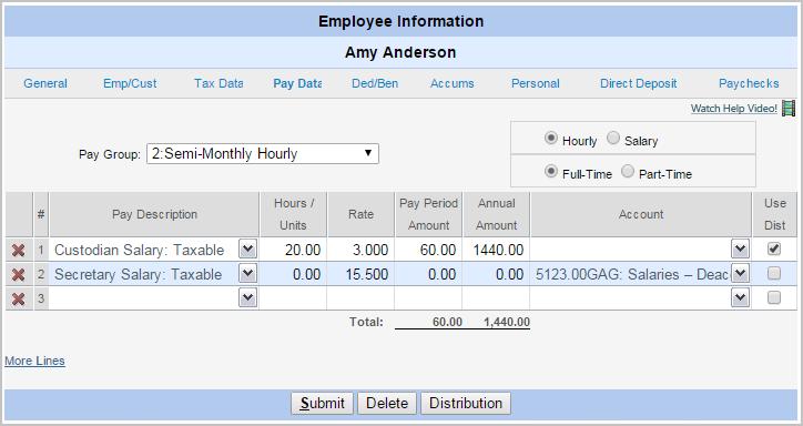 the lookup table if needed. If you did not associate an Expense Account to the pay items, enter the correct gross pay Expense Account in the Account field.