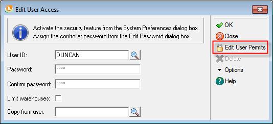 Using the Security Feature Adding New Users and Assigning Access Rights 4 To Add the Controller Password 1 Select Defaults from the Edit menu, and then select Passwords.