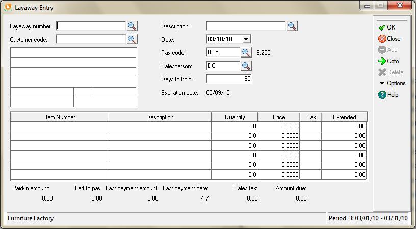 Entering Layaway Transactions Converting Quotes to Sales Transactions 5 4 Complete each field. Click Help from the Cash In/Out Transaction Entry dialog box for a detailed description of each field.