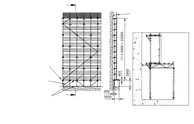 Rapid-Erection Scaffolding RUX-SUPER 65 Rapid-Erection Scaffolding RUX-SUPER 65 The illustrations 41d and 41e show the various modes of erection for uncovered scaffolds with continuous tying at the
