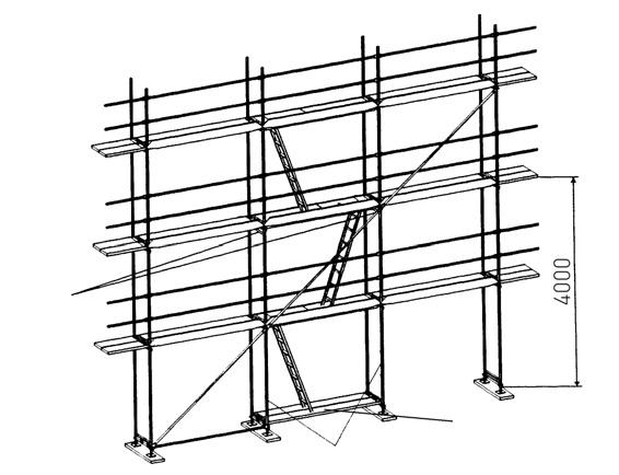 Rapid-Erection Scaffolding RUX-SUPER 65 2.3 Erection of the subsequent bays Rapid-Erection Scaffolding RUX-SUPER 65 2.4 Erection of the next lifts 2.3.3 Scaffold access ladders The access ladders are to be fitted before work starts on the first lift.