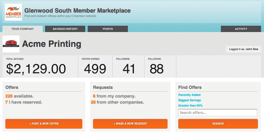 Measuring success Your dashboard is the window into how you are using Member Marketplace. 1 2 3 4 1.