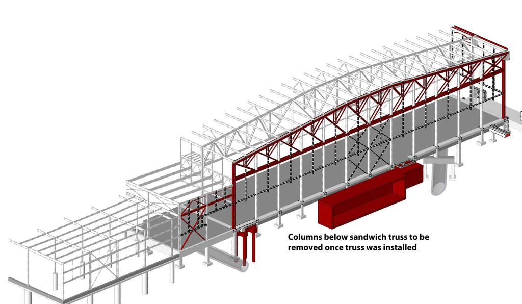 framing, as described below. Revit Structure model showing exhibition hall framing. Halls H and I are 240 ft in the east-west direction.