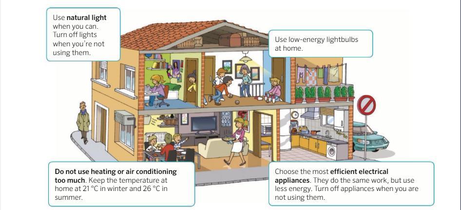 Energy-saving measures The authorities and the people that make up the general public are responsible for working together to save energy.