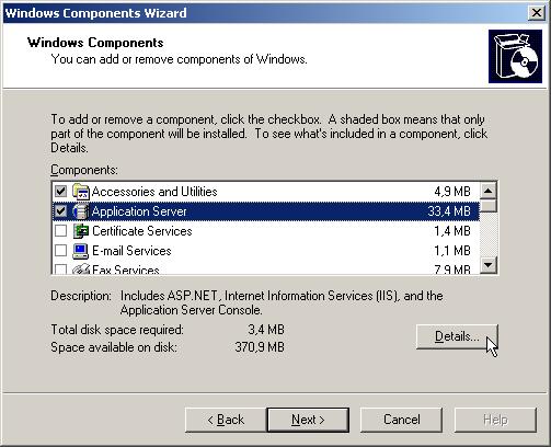 3. In the Windows Components Wizard that displays, select