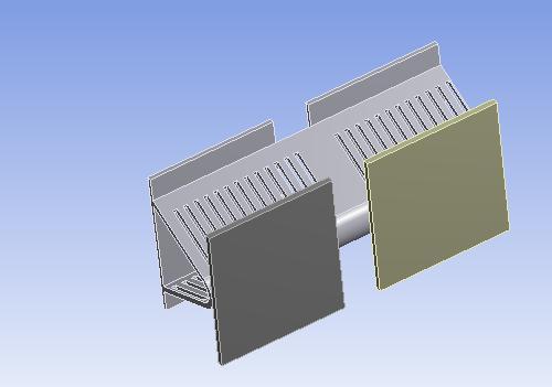 1 Imported 3D Model Fig. 6.4Imported Model (louvered fin, 15mm) Models Material Heat flux(w/mm 2) Aluminium 0.