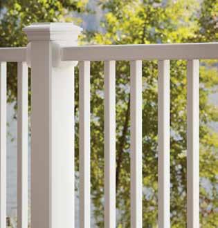 fade-resistant shell Aluminum High-performance composite Color choices 7 Top and bottom rail styles Baluster options plus glass panels 2 Railing as easy as -2- (-) You