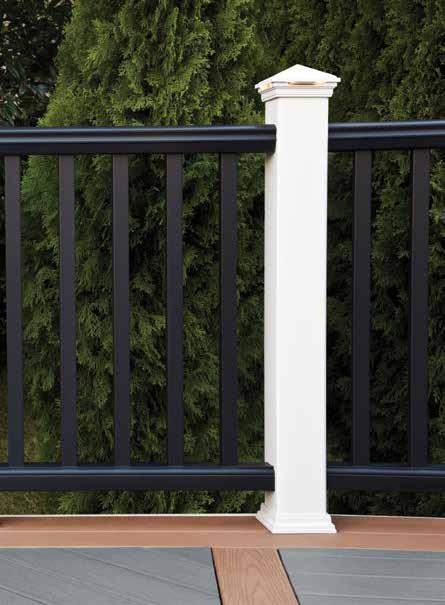skirts in Trex Reveal rail & baluster kit with square balusters Transcend decking in Lava Rock and Tiki