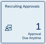 Note: Each approver will receive both an email to his or her work email and a task in the Recruiting Approvals tile in the To Do section.