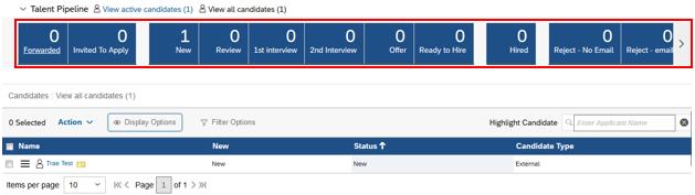Select the number link in the Candidates column for the applicable requisition on the Job Requisitions page. 3.