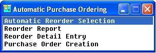 Inventory Reorder Processing Inventory Reorder Processing Introduction This menu contains the options needed to create purchase orders based on the inventory item reorder parameters.