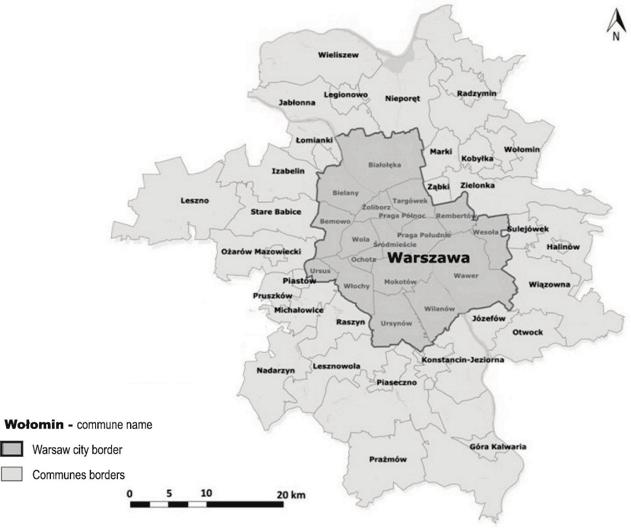Logistics and Transport N o 3(27)/2015 3. RESEARCH AREA Warsaw agglomeration area is not clearly defined.