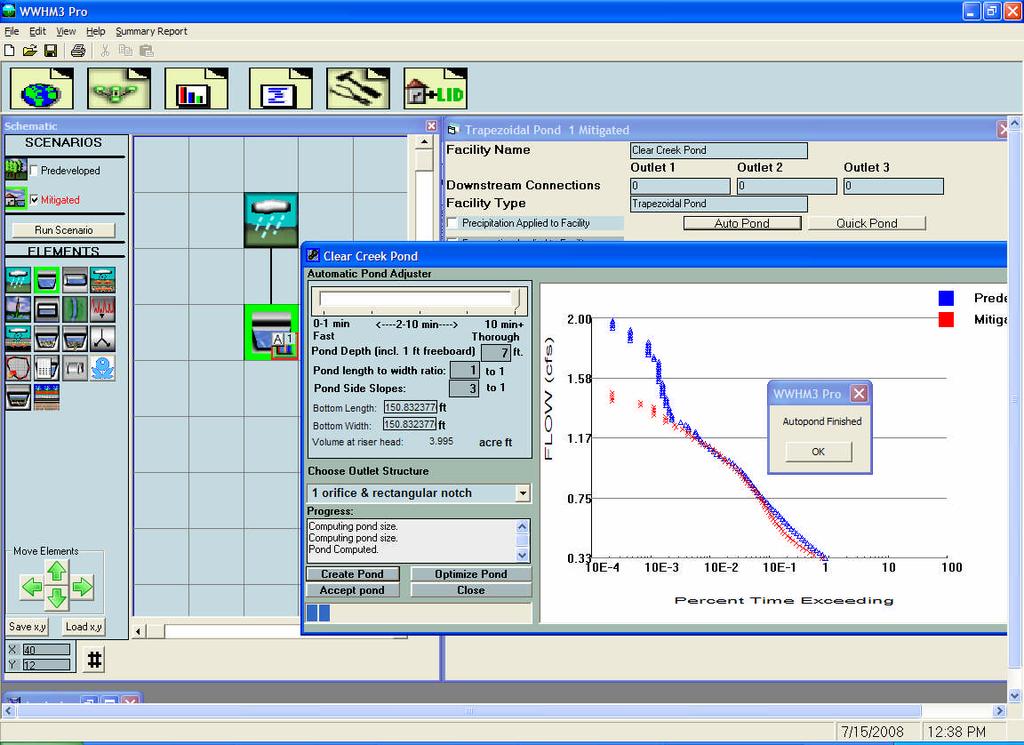 The user selects the type of mitigation facility to include in the analysis.