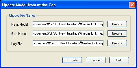 Update Model from MIDAS/Gen. 2.A dialog will pop up.