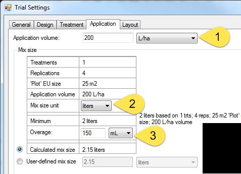 Automatic Mix Size Calculator On Settings - Application tab, to calculate mix for all plots of 1 liquid treatment