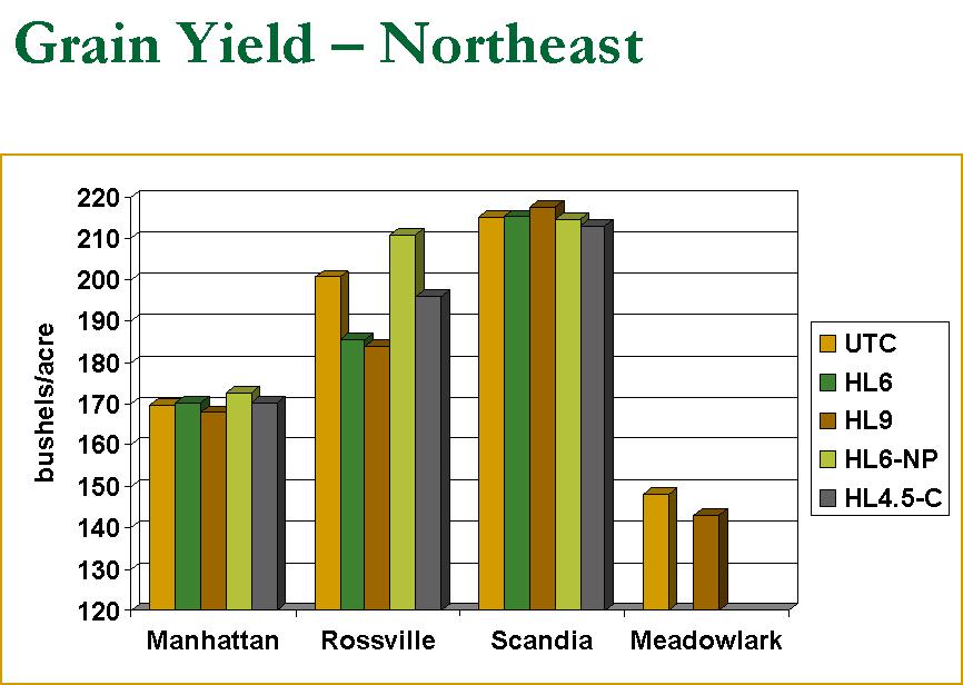 Excellent yields at all locations The charts below show the yield responses