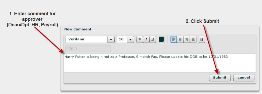 Did you know: You can use the Collaborate Button to Make Comments? The comments field is open to initiators for editing before the epar is submitted.