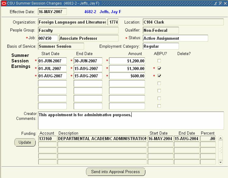 Reactivating an Existing Summer Session Assignment 6.12 7. The Status field automatically updates to Active Assignment.