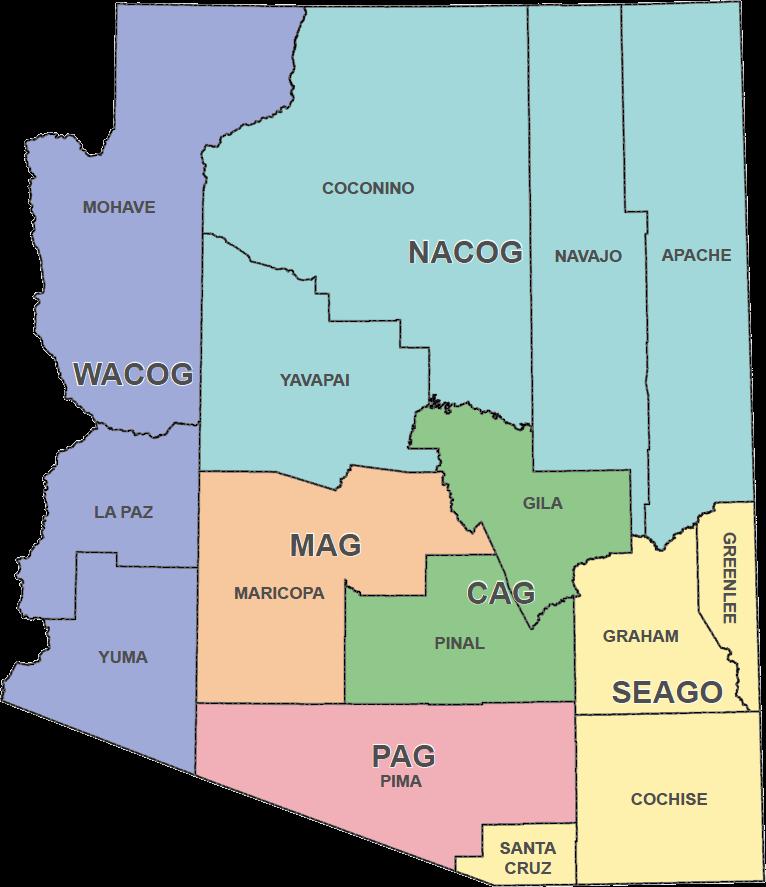 Regional Planning Districts Councils of Governments (COGs) Boundaries for planning defined In a Governor s Executive Order in 1970. Regional Councils comprise primarily local elected officials.