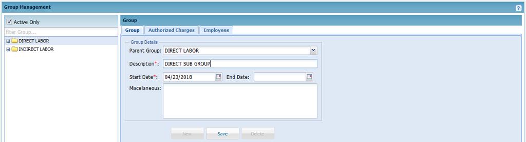 To end a group, choose the group name from the left column and enter an end date.