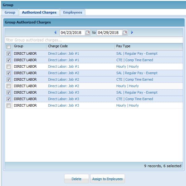 row, select all that need to be given to the employee(s). After selecting all codes, click Assign to Employees at the bottom.