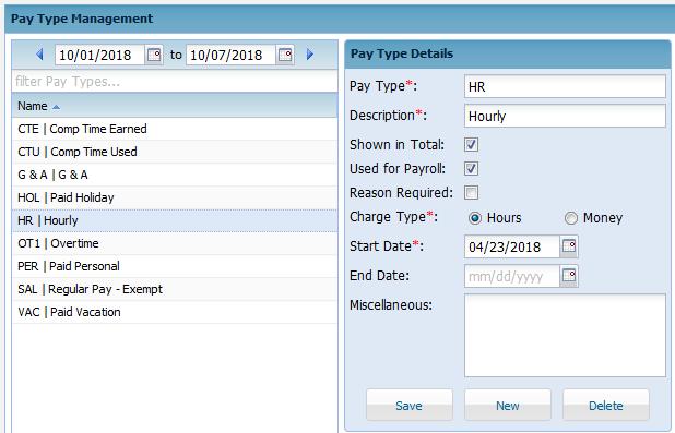 TIP: If you have a lot of Pay Types to add, go to Accounting > Import Export > Pay Type and use the spreadsheet format to import.