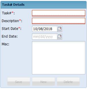Add New Task# Navigate to the Accounting > Task# Management page. All currently active codes will be displayed on the left column.