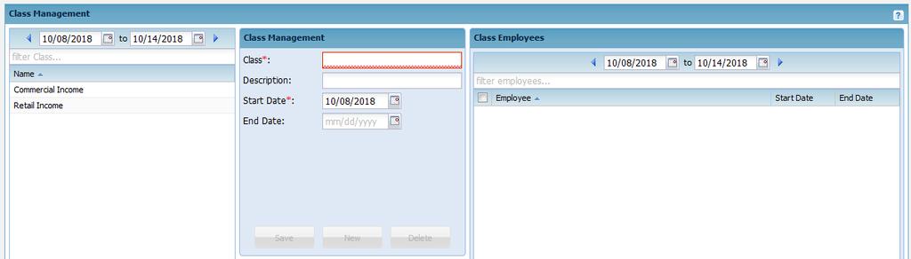 Class Management The Class Management page allows the Accountant user to add, edit or delete Class information that can correlate to your accounting or payroll system.