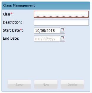 Add New Classes Navigate to the Accounting > Class Management page. All currently active codes will be displayed on the left column.