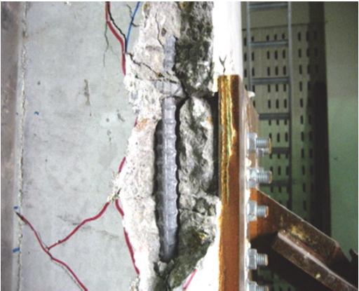 Concrete was crushed near the joints and longitudinal bars of column were yielded after the maximum load.