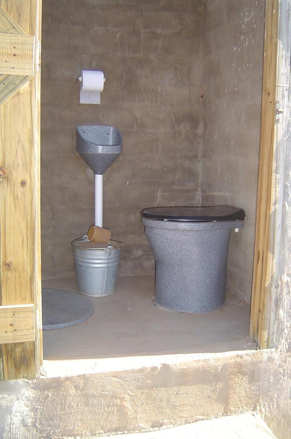 Urine Diversion Toilet Urinal for men Bucket containing sand &