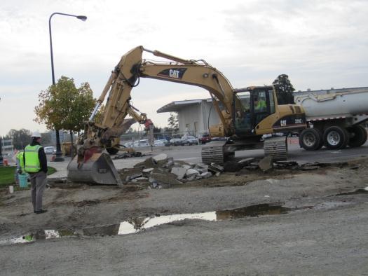 Pavement demolition at the