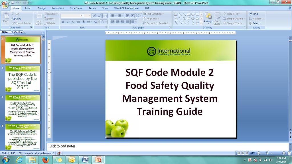 Step One: Introduction to SQF Food Safety Management System Training