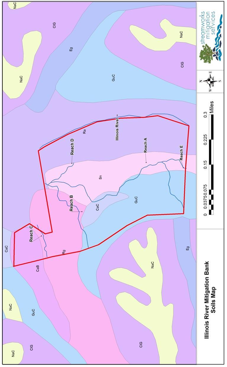 Figure 3: Soils map of the proposed Illinois River Mitigation Bank.