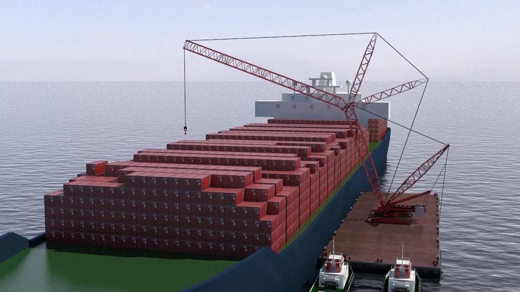 Handling casualty containers With the new generation container vessels Standard cranes are