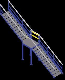 landings Steel panel steps - galvanised unperforated, anti-slip -