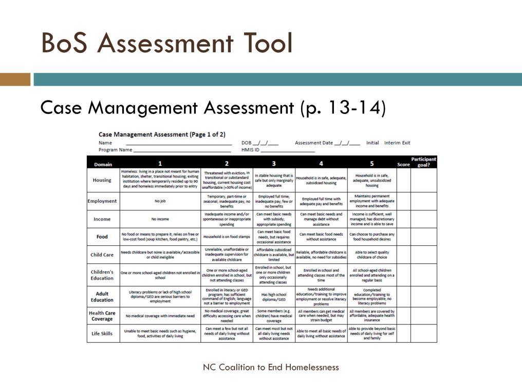 Finally, the 3 rd part of the assessment is the case management matrix tool.