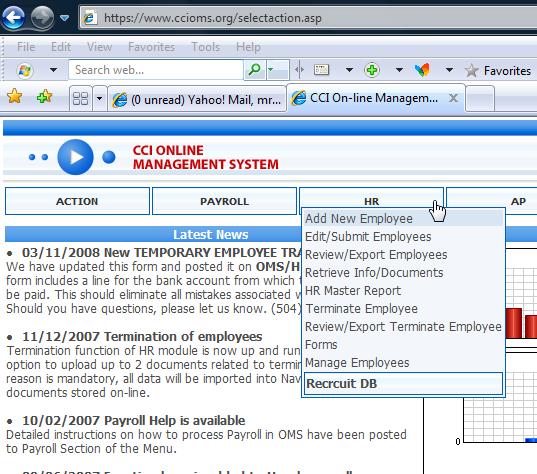 1.1.Getting Started To access the Human Resources section of the CCI Online Management System, begin by logging into the CCI Online Management System (www.ccioms.