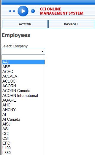 Figure 32 - Select employee Once you ve selected a company, the screen will refresh and display the City drop-down menu. Select the city with which the new employee is associated.