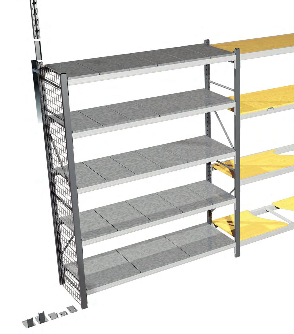 ACCESSORIES & SPECIFICATION 11 1 10 6 3 4 7 3 9 1 Galvanised Steel Shelf Panels span across beams to form a solid steel shelf.