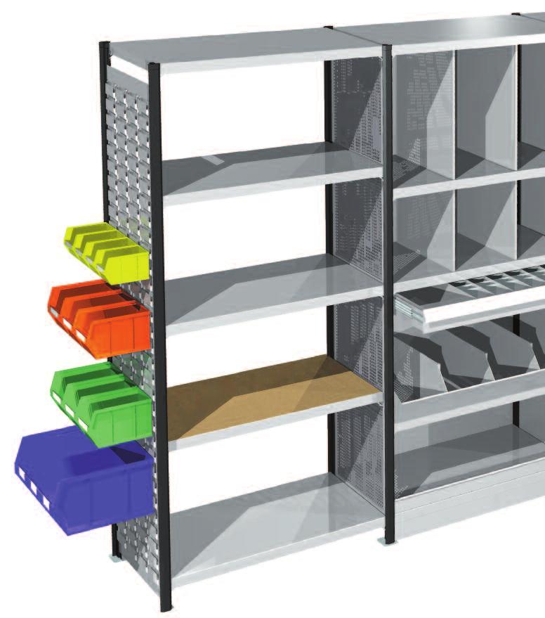 Shelf support clips slot easily into uprights to create a reliable, rigid structure and help prevent accidental shelf dislodgement.