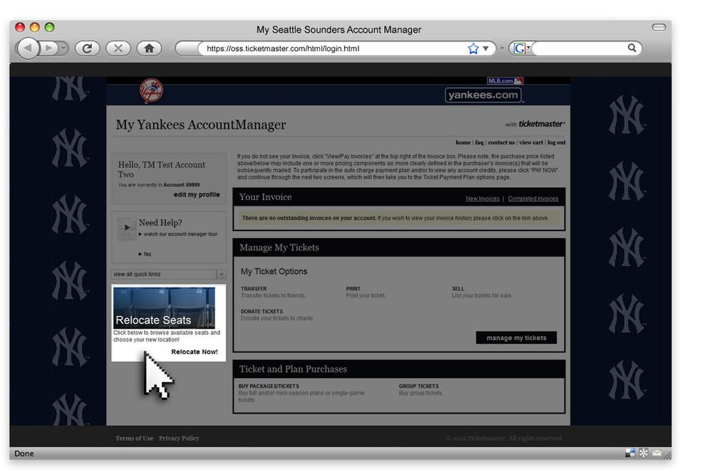 3 Step 2: click on seat relocation process icon Once you have logged in to your My Yankees Account