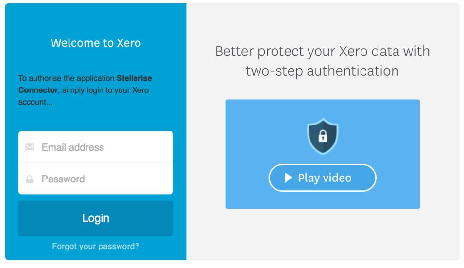 In the connection page, the first step is to connect to Xero and give permission for our connector to access your Xero Organisation data.