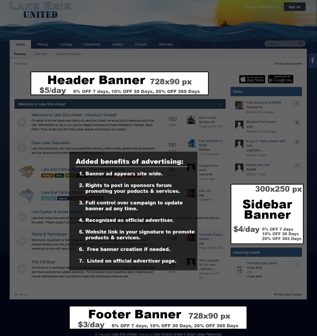 Banner Placement Options Added benefits of advertising: 1. Banner ad appears site wide. 2.