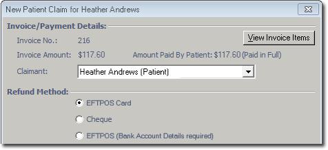 9. Select the Invoices tab. 10. Click the Patient Claim button. The New Patient Claim window appears 11.