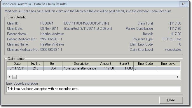 13. Upon a success, the patient s claim will have been reimbursed to them. The TYRO terminal will print a receipt for the patient. The patient will receive a tax invoice printed from Blue Chip.