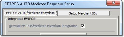 Enabling Medicare Easyclaim 1. Select Setup > Practice > EFTPOS AUTO/Medicare Easyclaim. The EFTPOS Auto/Medicare Easyclaim Setup window appears. Select the EFTPOS AUTO/Medicare Easyclaim tab. 2.