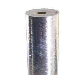TROCELLEN CL 1 ALU SMOOTH TROCELLEN AL/CL1 ROLLS Chemically cross-linked, closed cell polyethylene rolls, density 30 kg/m³, light grey, Class 1, laminated with protective embossed metallic film.