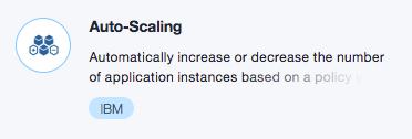 Auto-Scaling service Bluemix allows you to automatically manage application capacity using the DevOps Auto-Scaling service Can be added to any deployed application in Bluemix Automatically