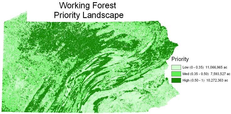 Working forest priority landscapes output results.